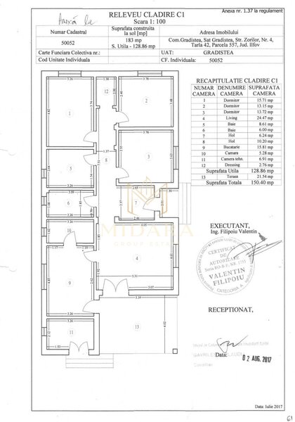Gradistea, IF, casa 4 camere 1000 mp teren, 222.000 €, 0 comision.